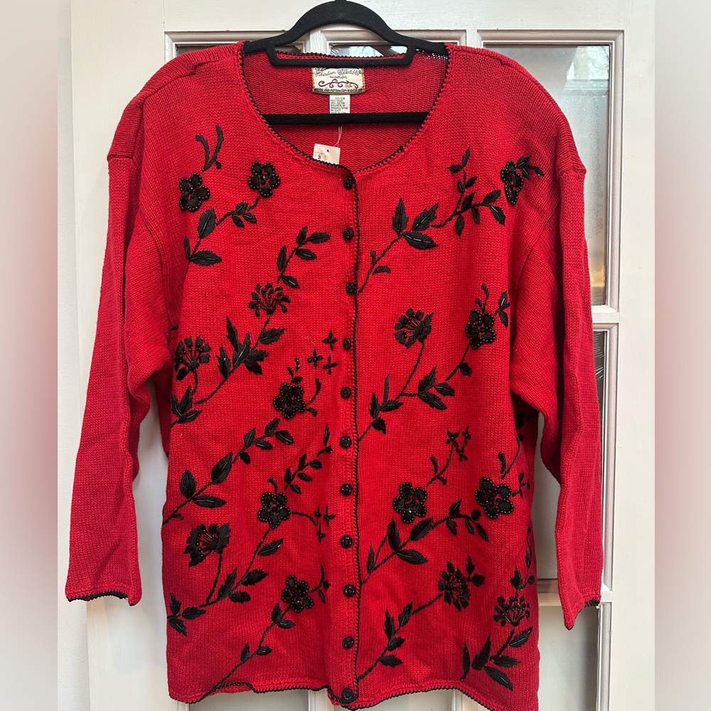 Vintage Heirloom Collectibles Cardigan Sweater Embroidered 90's Y2K Size 22 NWT